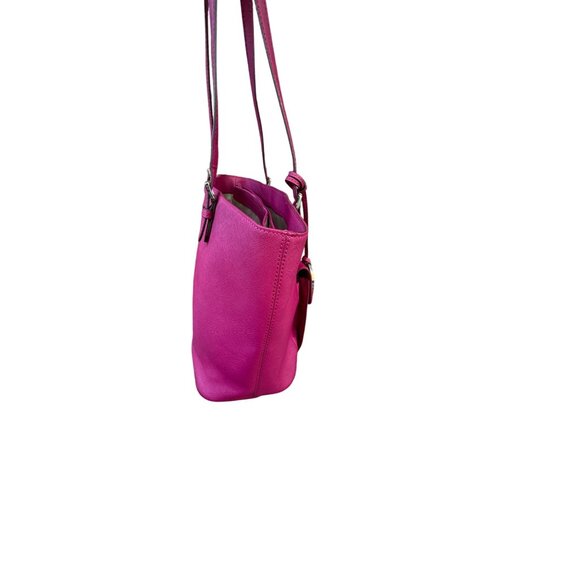 Michael Kors Pink Leather Tote Bag With Front Pocket & Logo Charm - Picture 6 of 12